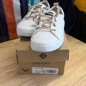 Sperry AO Float Cream Sneakers with Tan Laces